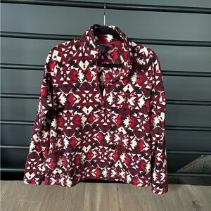 Eddie Bauer Red and White Patterned Sweater